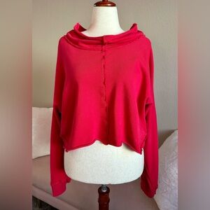Free People FP Movement Cool Factor Cropped Sweatshirt Top Red Cotton Women’s M